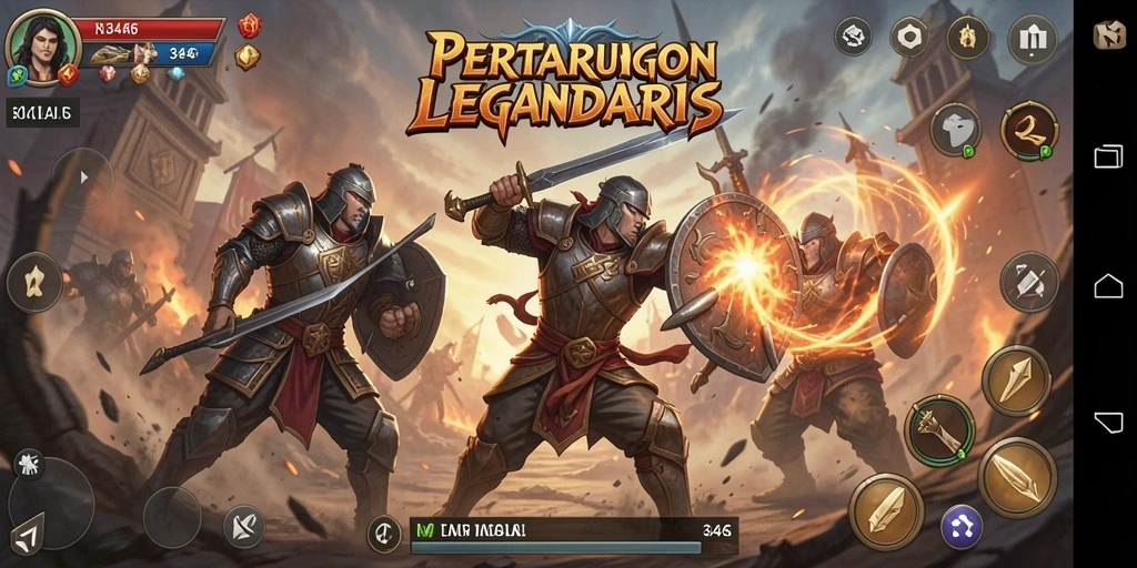 Screenshot gameplay <strong>3446</strong> menunjukkan aksi pertarungan seru dan animasi yang dinamis.
