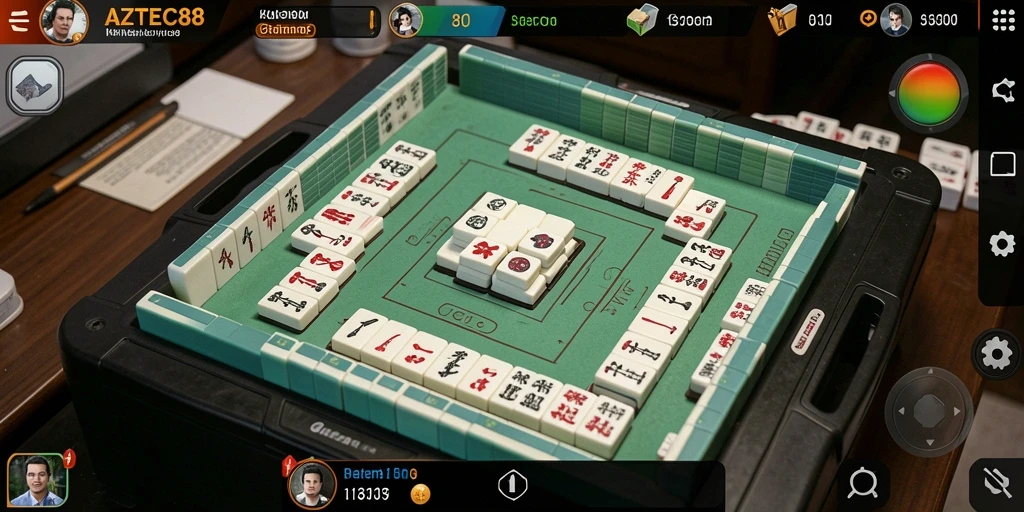 Tampilan gameplay <strong>AZTEC88</strong> yang menarik saat menyusun ubin Mahjong.