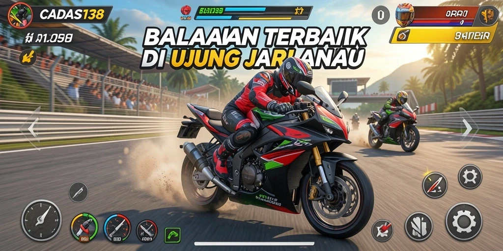 Gameplay balapan motor yang mendebarkan dan grafis menawan.
