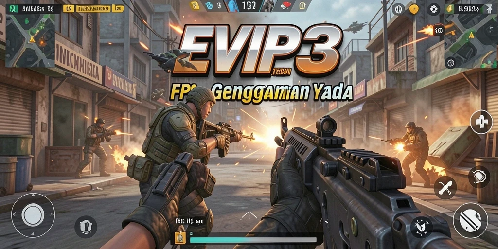 Tampilan gameplay intens dari EVIP3 dengan aksi tembak-menembak yang seru.