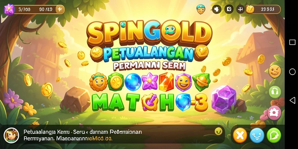 Tangkapan layar SPINGOLD menunjukkan aksi mencocokkan elemen warna-warni.