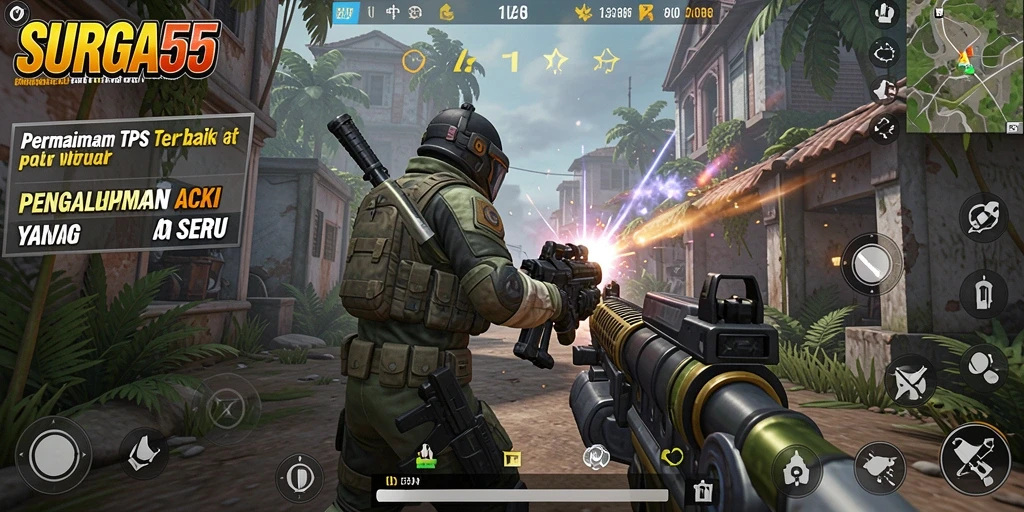 Screenshot gameplay menunjukkan aksi seru dalam pertempuran TPS.