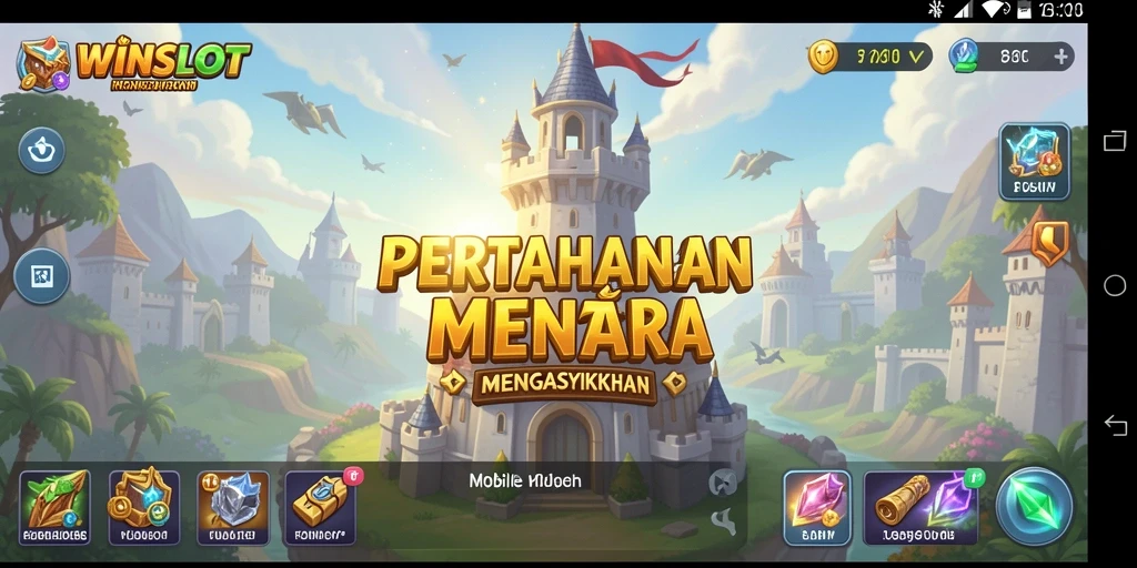 Screenshot gameplay WINSLOT menampilkan aksi menara dan strategi pertahanan.
